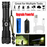 USB Rechargeable LED Flashlight with 5 Modes – Zoomable Aluminium Torch for Camping and Hiking, Black