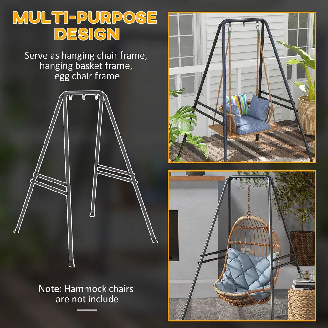 Outsunny Hammock Chair Stand with Heavy-Duty Metal Frame – Hanging Chair, Egg Chair & Porch Swing Stand, Black