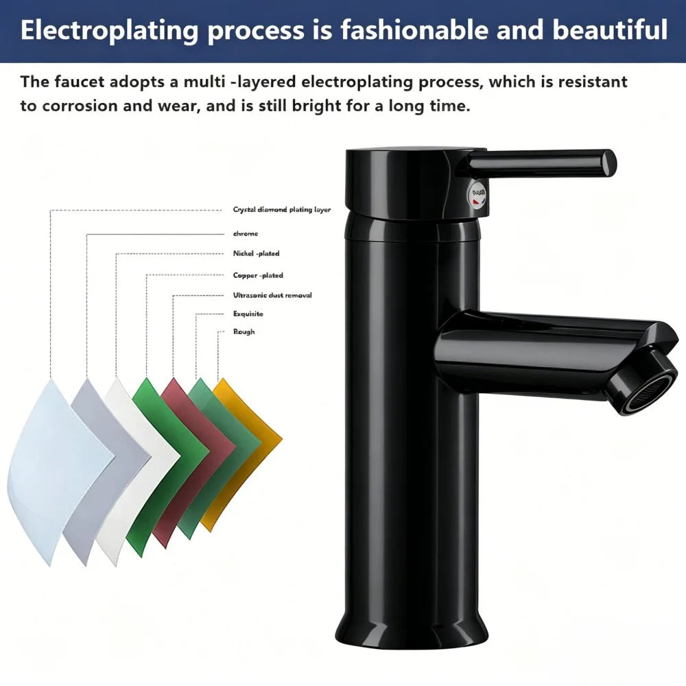 Cisivis Cloakroom Basin Mixer Tap with Pop-Up Waste – Brass Single-Hole Bathroom Sink Tap, 180° Swivel Spout