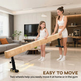 HOMCOM 7.5ft Adjustable Balance Beam with Wheels & 3 Height Settings – Gymnastics Training Beam for Ages 6+