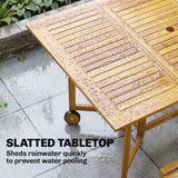 Outsunny 7-Piece Garden Dining Set, Extending Table & 6 Folding Chairs – Acacia Wood, Umbrella Hole