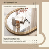 HOMCOM Modern Wall-Mounted Mirror, Arched Wall Mirror with Grooved Edge for Living Room, Entryway