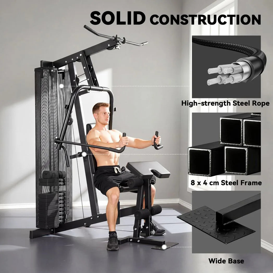 SPORTNOW Multi Gym with 45kg Weight Stack, Adjustable Seat & Backrest – All-in-One Home Gym Machine