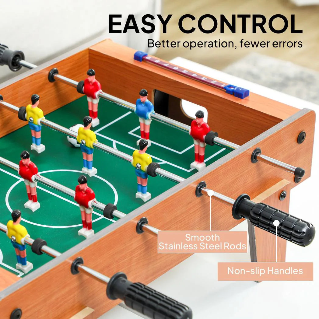 SPORTNOW 20in Table-Top Football Table with Steel Rods – Compact Foosball Game for Kids & Adults, Wood Finish
