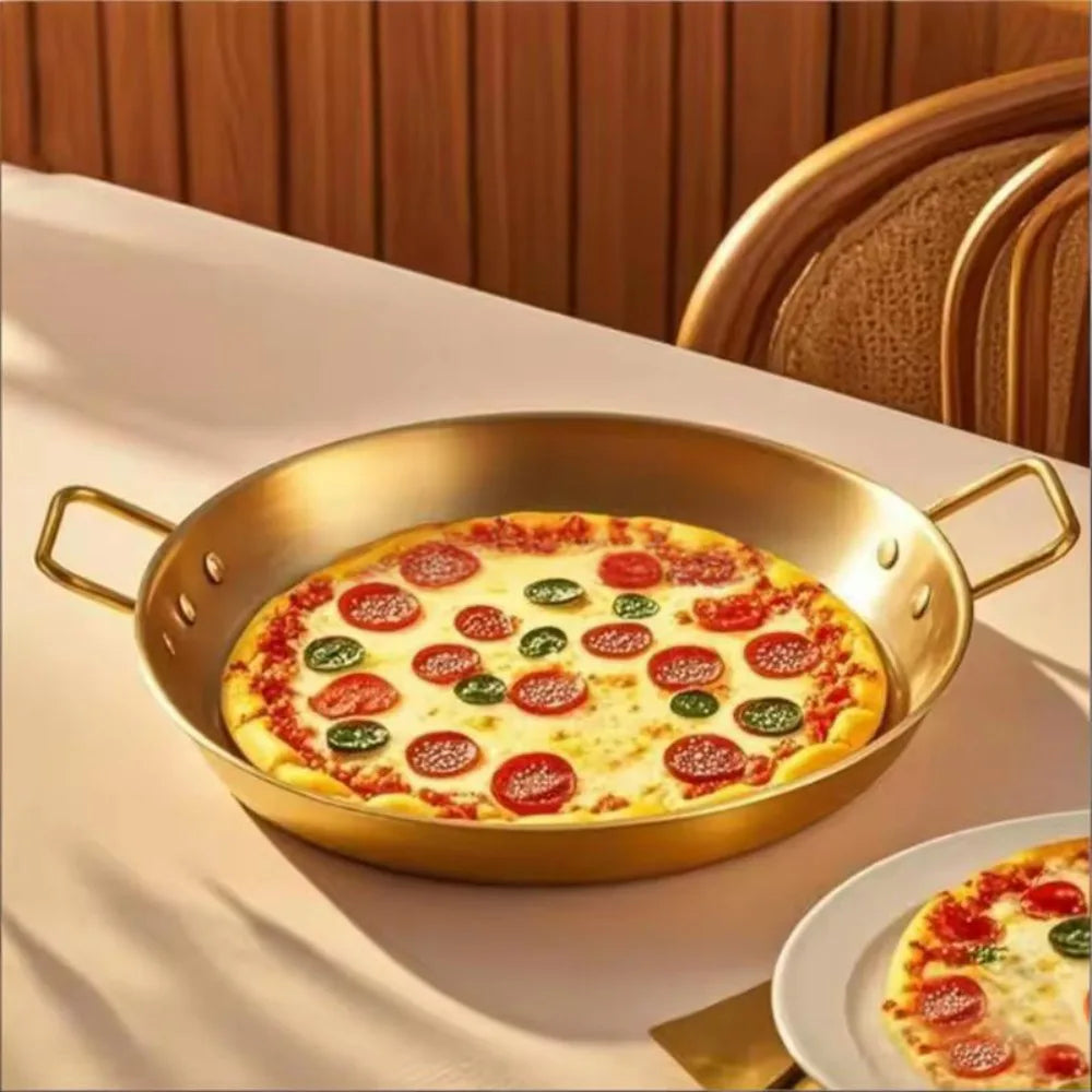 3 Piece Stainless Steel Double-Handle Frying Pan Set, 22cm, 24cm and 26cm – Seafood, Rice and Stir Fry Pans