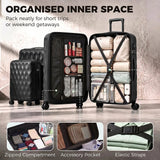 HOMCOM 3-Piece Hard Shell Suitcase Set with TSA Lock & Spinner Wheels – 20/24/28 Inch Carry On & Checked Luggage, Black