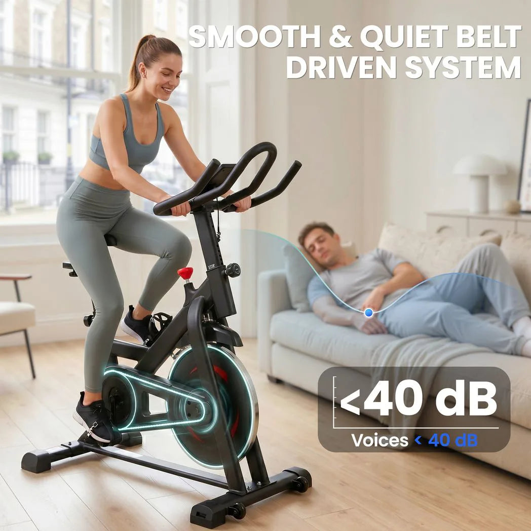 SPORTNOW Exercise Bike with Smart App, 0-100% Magnetic Resistance & Adjustable Seat – Indoor Stationary Bike