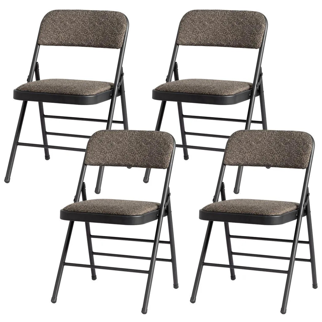 Set of 4 Black Fabric Folding Chairs with Padded Seat & Back and Steel Frame – Portable Seating for Office & Home