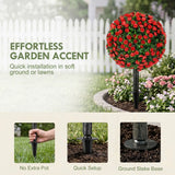 HOMCOM Artificial Rose Topiary UV Resistant, 2-Pack Fake Plants, 55 cm, Red