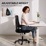 HOMCOM Mesh Office Chair with Flip-Up Armrests, Lumbar Support and Adjustable Height – Desk Chair, Black
