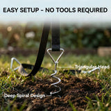 SPORTNOW Trampoline Anchor Kit with 4 Galvanised Steel Spiral Stakes & Adjustable Straps – 32cm Ground Anchors