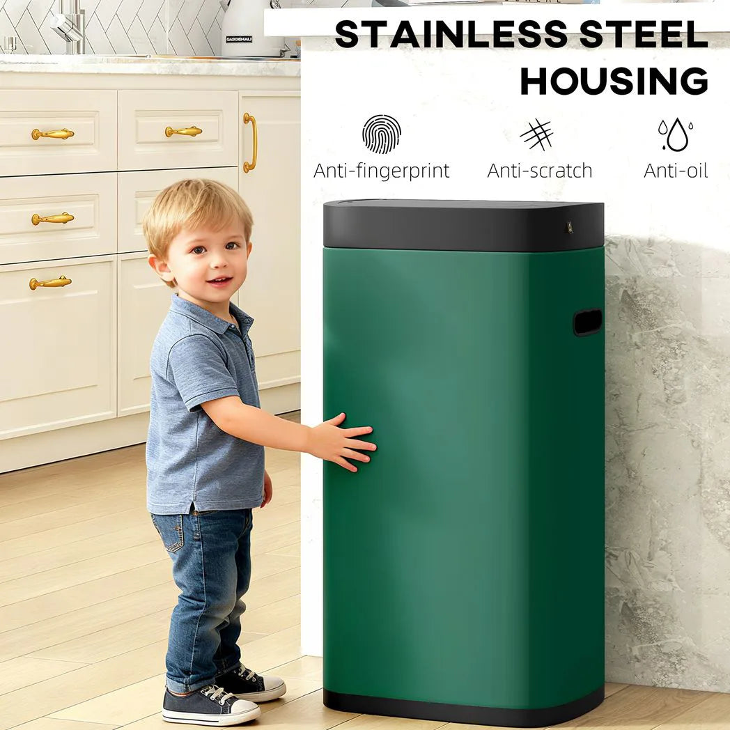 HOMCOM 50L Automatic Sensor Kitchen Bin with Manual Override – Battery-Operated, Touch-Free Lid, Black