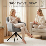 HOMCOM 360° Swivel Accent Chair with Teddy Fleece and Channel Tufting – Curved Armchair, Grey