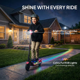 SPORTNOW Electric Scooter for Kids with LED Display, RGB Lights and Handbrake – Kick-to-Start, Pink
