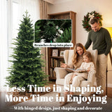 HOMCOM Geneva Fir 6ft Artificial Christmas Tree – Hinged, 1610 Branch Tips, Flame Retardant, Foldable Steel Stand, Green