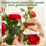 HOMCOM 65cm Artificial Camellia Flower Plant in Pot with 116 Lush Leaves & Moss Effect, Red