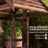 Outsunny Wood Wishing Well for Outside with Hanging Bucket