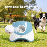 PawHut Automatic Dog Ball Launcher with 5 ETPU Balls, 6/10/14m Settings – Rechargeable Fetch Toy, Blue