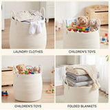 65L Foldable Laundry Basket with Handles – Fabric Washing Hamper & Storage Bin, Modern Minimalist, White