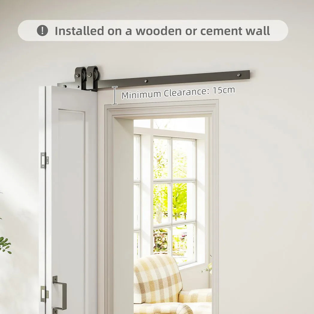 HOMCOM 70 cm Modern Sliding Door Set with Steel Rail, Two-Panel Design & Pulleys – White