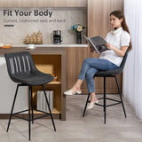 HOMCOM Set of 2 PU Leather Swivel Bar Stools with Channel Stitching – Kitchen Breakfast Bar, Black