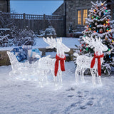 Light-Up Reindeer and Sleigh Christmas Decoration – 73cm, 240 White LEDs, UK Plug