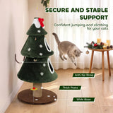 PawHut Christmas Cat Tree with Dual Condos, Sisal Ladder & Anti-Tip Rope – 132 cm Festive Cat Tower