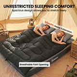 Outsunny Double Sleeping Bag with 2 Pillows, 220 x 160 cm – Extra-Large Convertible Camping Bag for Adults, Black