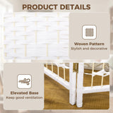 HOMCOM 6 Panel Folding Room Divider, Hand-Woven Paper Rope & Bamboo – Privacy Screen, White