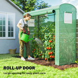 Outsunny Walk-In Mini Greenhouse with Roll-Up Door and 2 Mesh Windows, PE Cover, 200 x 75 x 188 cm, Green