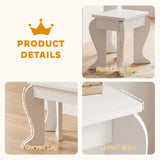 HOMCOM Kids Dressing Table and Stool Set with Mirror & Storage Drawer – Girls Vanity Table, Ages 3-6, White