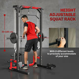 SPORTNOW Cable Crossover Machine with Pull Up Bar, Lat Pull Down & Squat Rack – Multi-Function Power Rack
