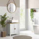 kleankin Under Sink Bathroom Cabinet with U-Shaped Cut-Out – For Basins Without Pedestal, White