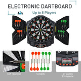 HOMCOM Electronic Dartboard Set with LED Score Display, 27 Games & 12 Soft Tip Darts – Up to 8 Players