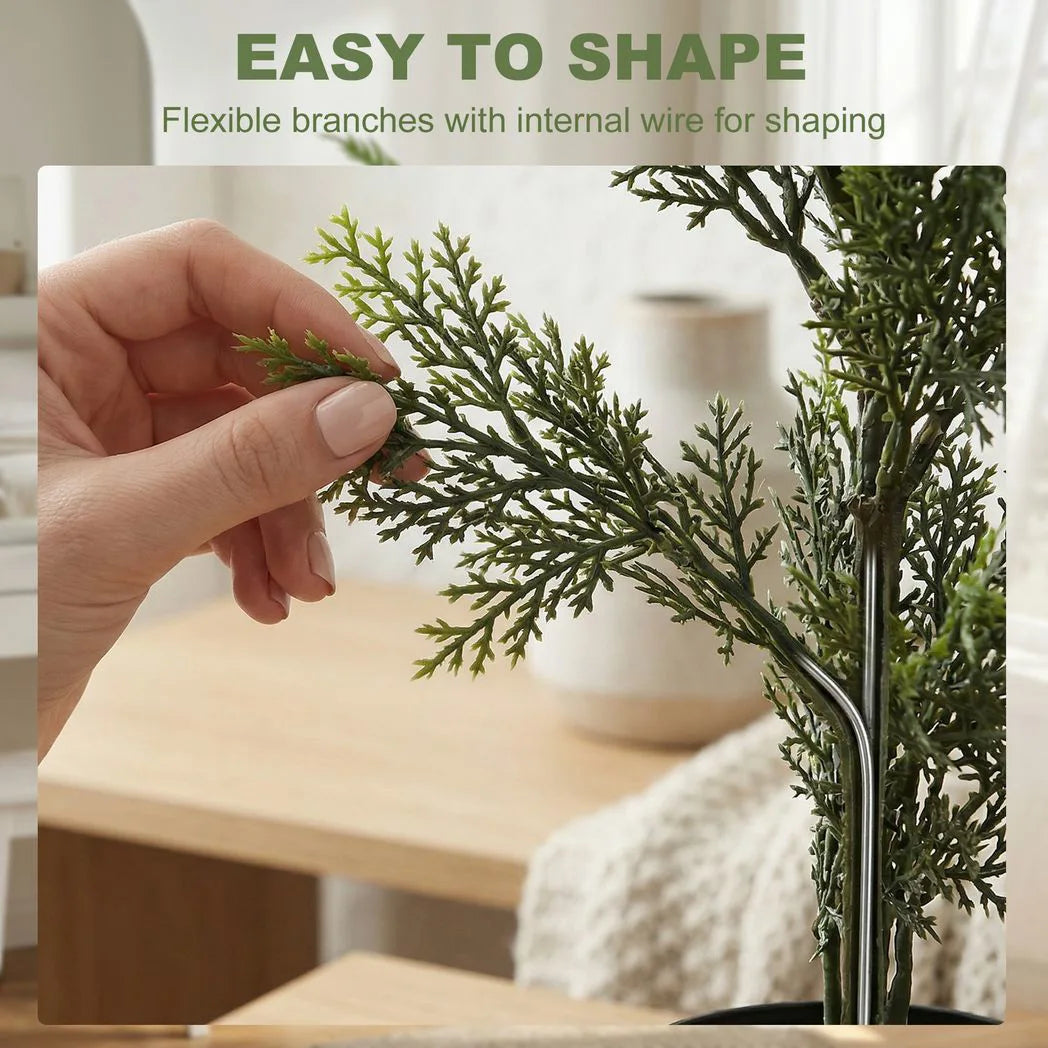 HOMCOM Set of 2 Artificial Cypress Topiary Trees in Weighted Pots, 90 cm, 564 Leaves