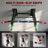 SPORTNOW Wall Mounted Folding Pull Up Bar with 3 Band Hooks – 120kg Steel Chin Up Bar for Home Gym, Black