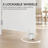HOMCOM Folding Drop Leaf Dining Table with 2-Tier Shelves and Lockable Wheels – Space-Saving Table for 4, White and Natural