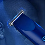 Electric Hair Clipper and Beard Trimmer with 4 Limit Combs & R-Shaped Floating Blade – Rechargeable, Blue