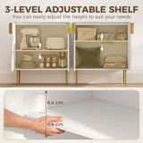HOMCOM Modern Kitchen Cupboard with 2 Doors, Adjustable Shelf and Copper-Tone Metal Legs – Storage Cabinet, White