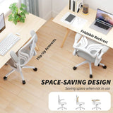 HOMCOM Mesh Office Chair with Foldable Backrest & Flip-Up Arms – Space-Saving Computer Desk Chair, Light Grey