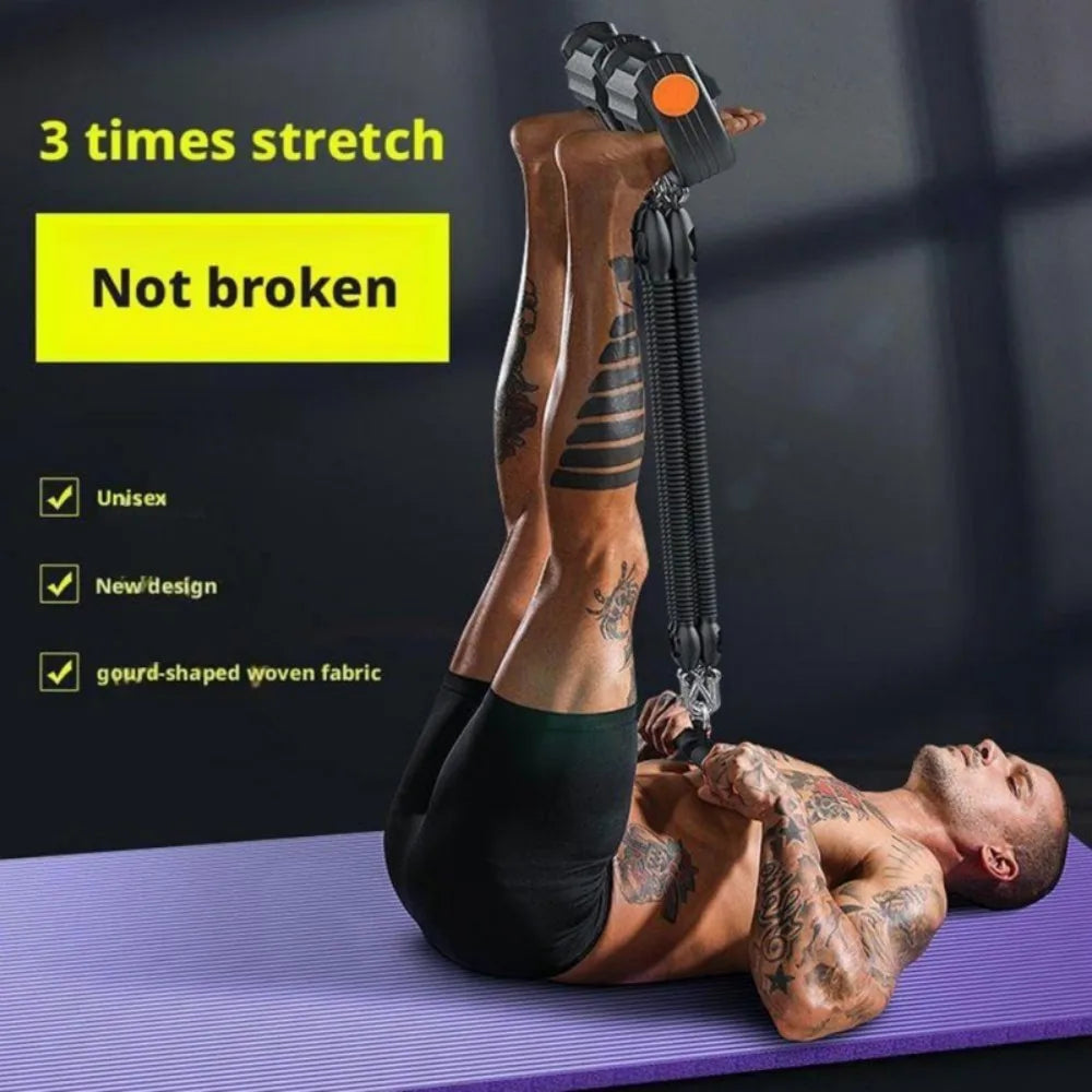Pedal Resistance Band with 4 Tubes & Foam Handles – Adjustable 25–100lb Full Body Workout Kit with Door Anchor