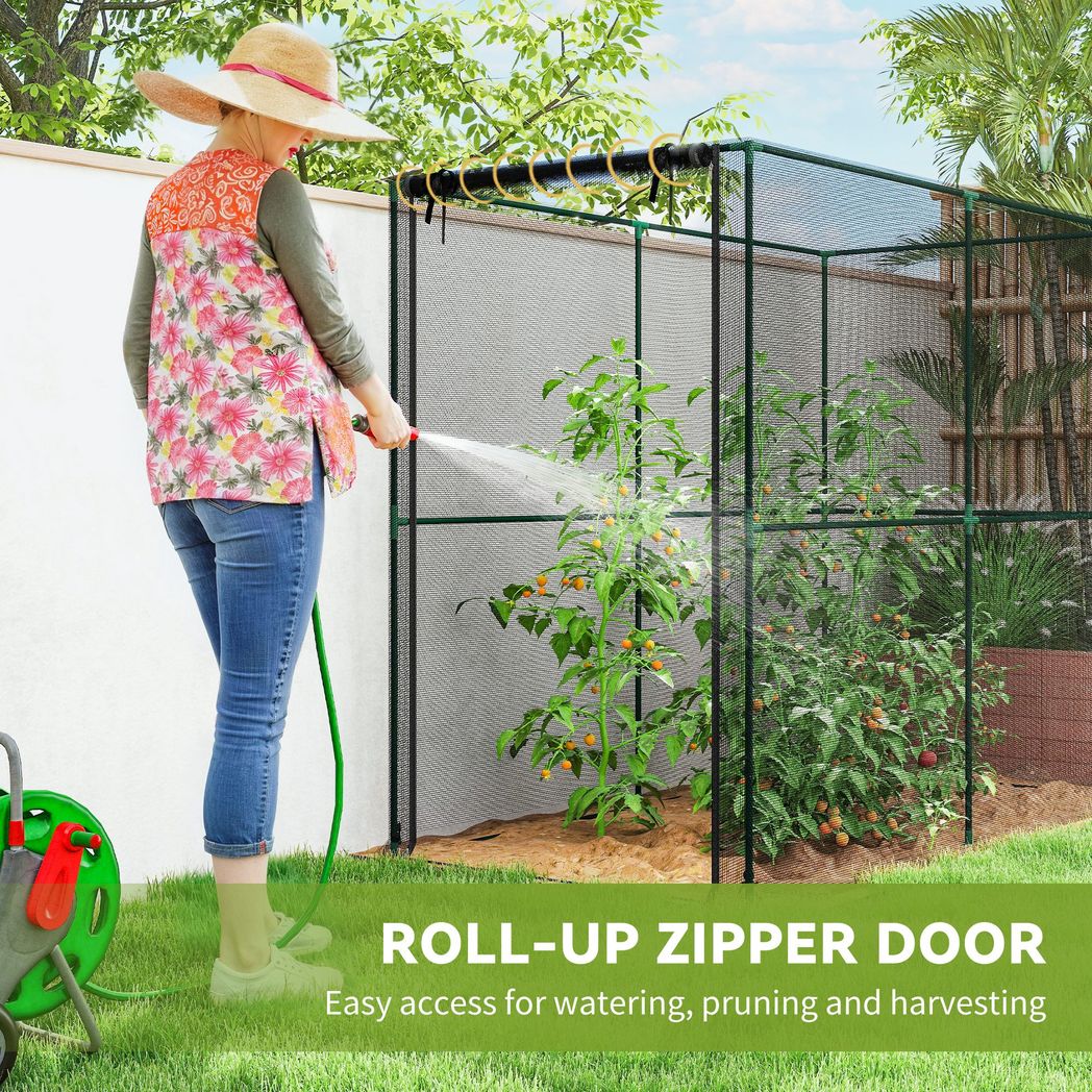 Outsunny Fruit Cage Bird Netting with Zipped Door and HDPE Mesh Cover – Brassica Protection Tent, 2 x 1 x 1.6 m