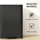 HOMCOM 20L Stainless Steel Kitchen Pedal Bin with Soft-Close, Stay-Open Lid and Removable Bucket, Matte Black
