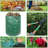 2 Pack 272L Reusable Garden Waste Bags – Heavy Duty Collapsible Woven Sacks with 4 Handles, Green