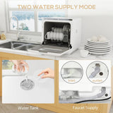 HOMCOM 6L Tabletop Dishwasher with 5 Wash Modes and 70°C Hot Wash – Portable Countertop Dishwasher, White
