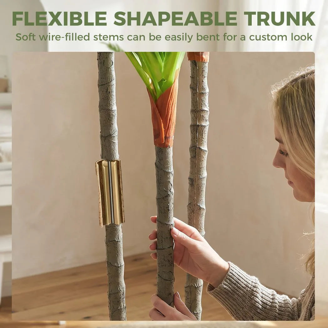 HOMCOM 90cm Artificial Dracaena Tree with Bendable Trunks – Lifelike Faux Plant in White Pot, Green