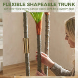 HOMCOM 90cm Artificial Dracaena Tree with Bendable Trunks – Lifelike Faux Plant in White Pot, Green