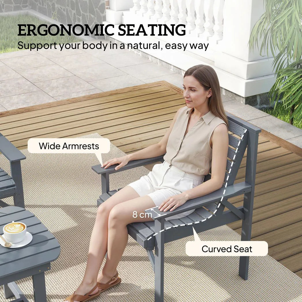 Outsunny 4 Piece Wooden Garden Sofa Set – Loveseat, Two Armchairs and Coffee Table, Embossed Solid Wood, Grey