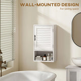HOMCOM Wall Mounted Bathroom Cabinet with Adjustable Shelves – 40 cm Louvred Door Storage, White