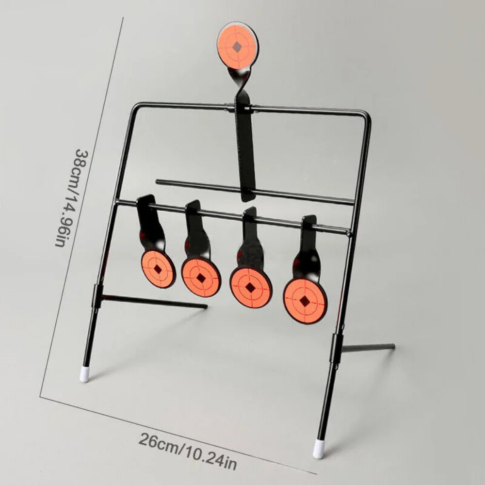5 Self-Resetting Spinning Metal Swing Targets for Air Rifle Shooting – Practice Target Set with 10 Stickers